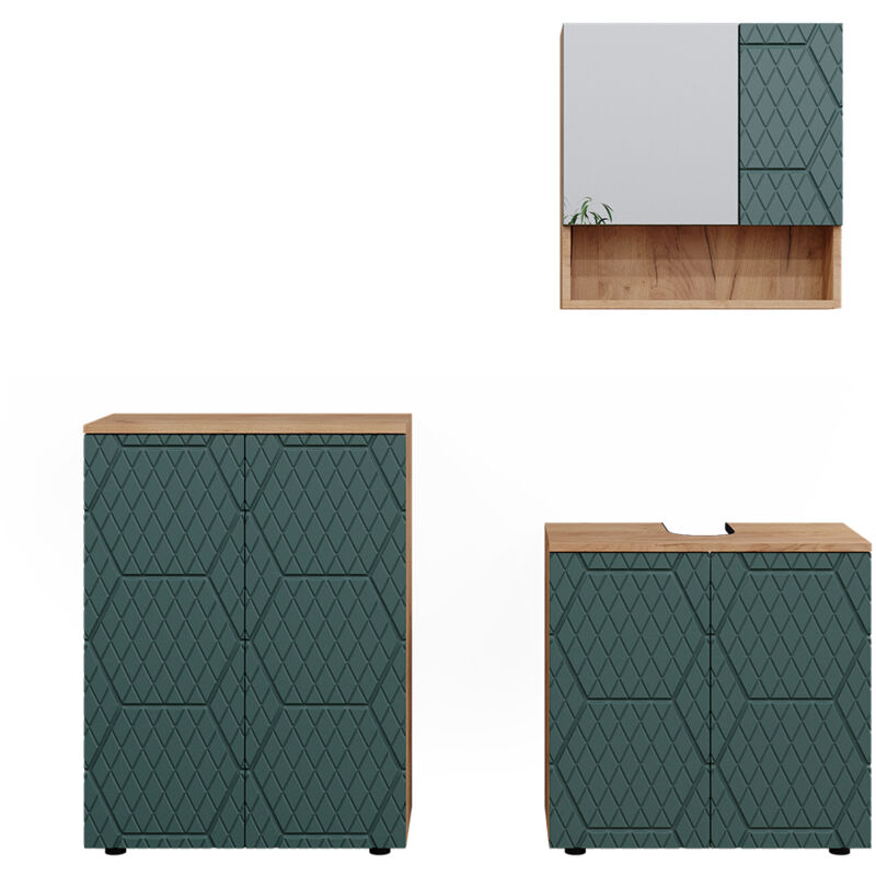 foto del prodotto vicco set mobili bagno irma, verde, 3 parti, con unit di base 60 cm