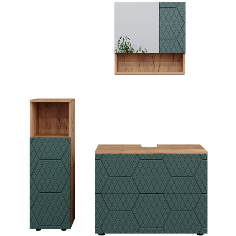 foto del prodotto vicco set mobili bagno irma, verde, 3 pezzi, con cabinet midi