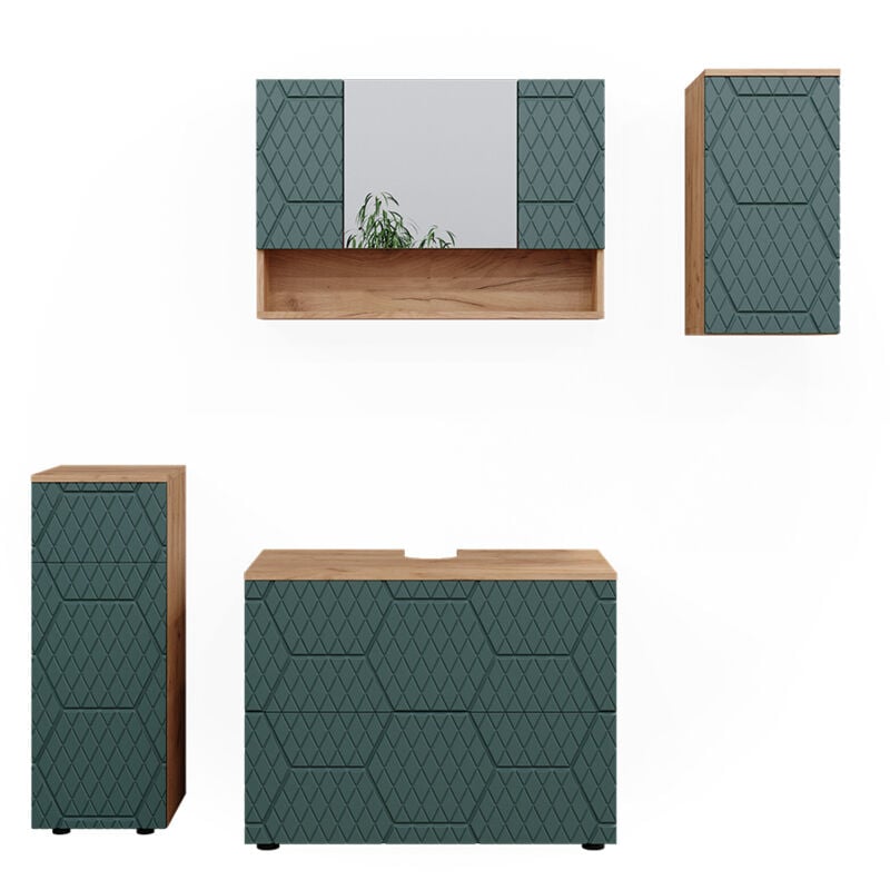 foto del prodotto vicco set mobili bagno irma, verde, 4 parti
