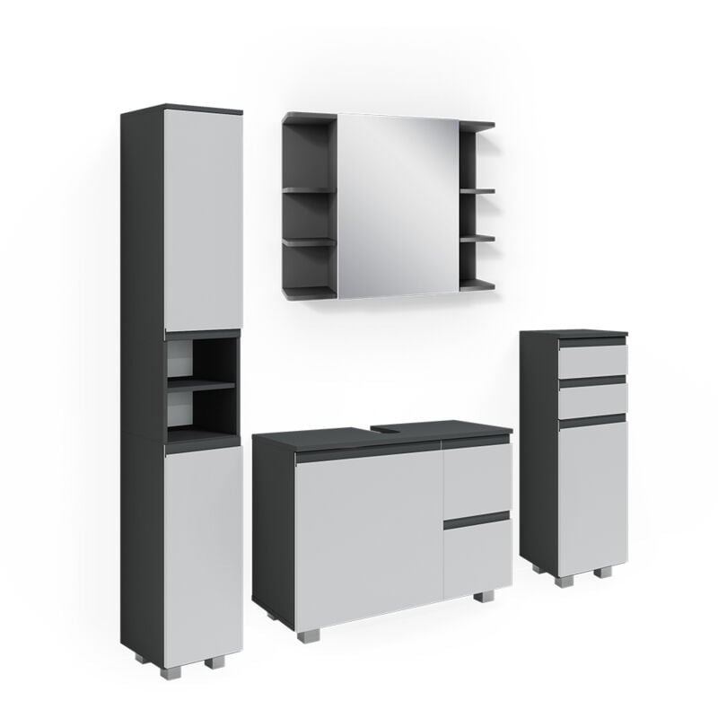 foto del prodotto vicco set mobili bagno j shape, antracite, 4 parti