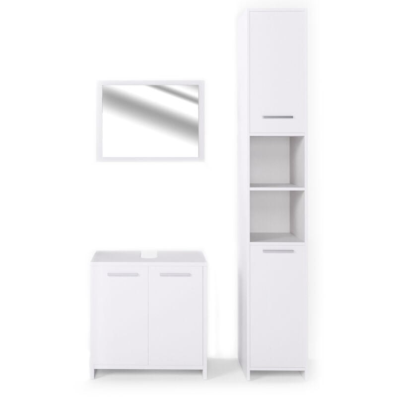 foto del prodotto vicco - set mobili bagno kiko, bianco, 3 parti, con colonna