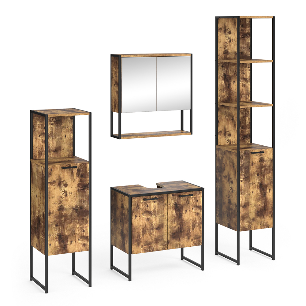 foto del prodotto vicco set mobili bagno legno antico 4 parti