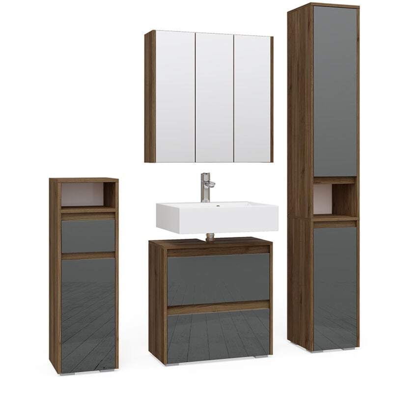 foto del prodotto vicco set mobili bagno majest, antracite, 4 parti