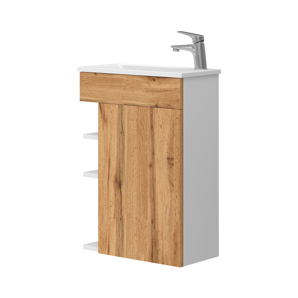 foto del prodotto vicco set mobili bagno quercia dorata 2 parti, con lavabo