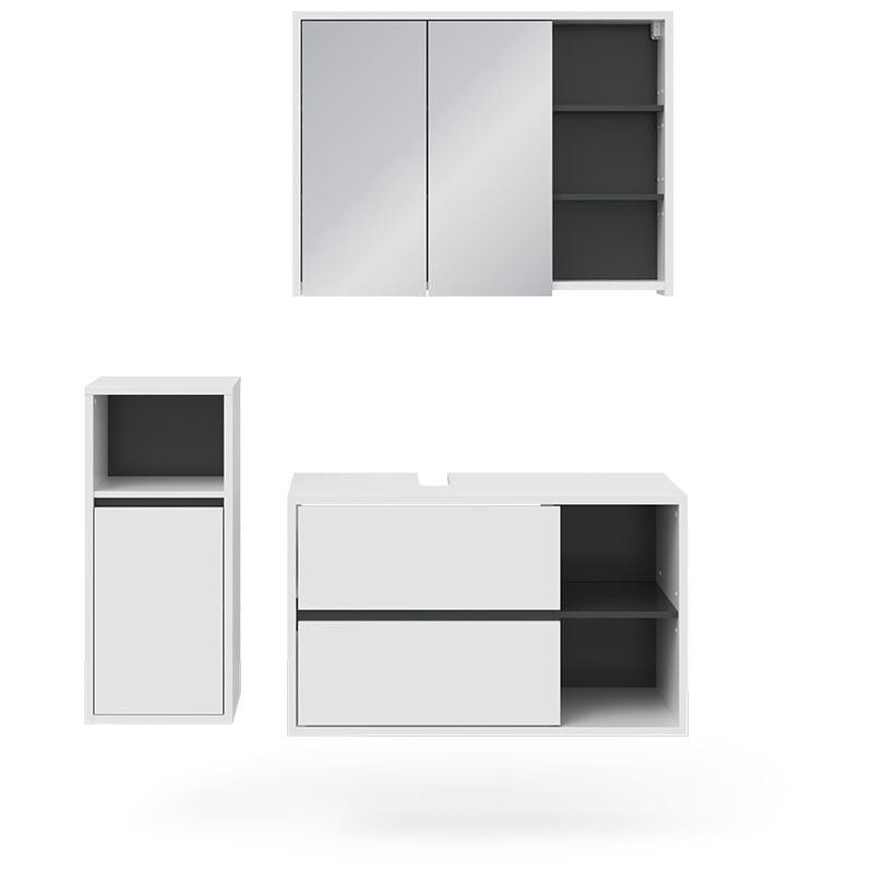 foto del prodotto vicco set mobili bagno viola, bianco, 3 parti
