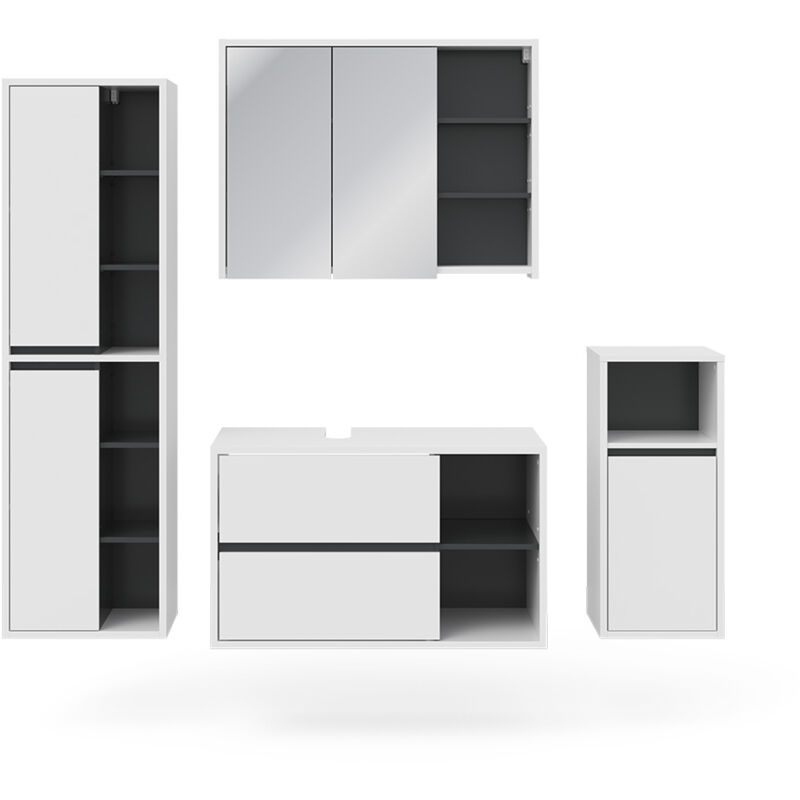 foto del prodotto vicco set mobili bagno viola, bianco, 4 parti