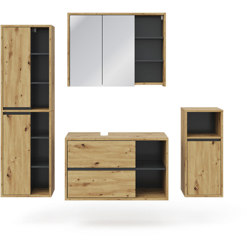 foto del prodotto vicco set mobili bagno viola, marrone, 4 parti