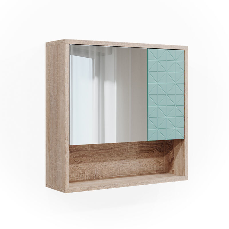 foto del prodotto vicco specchio contenitore bagno agasta, verde menta, 54 x 53 cm