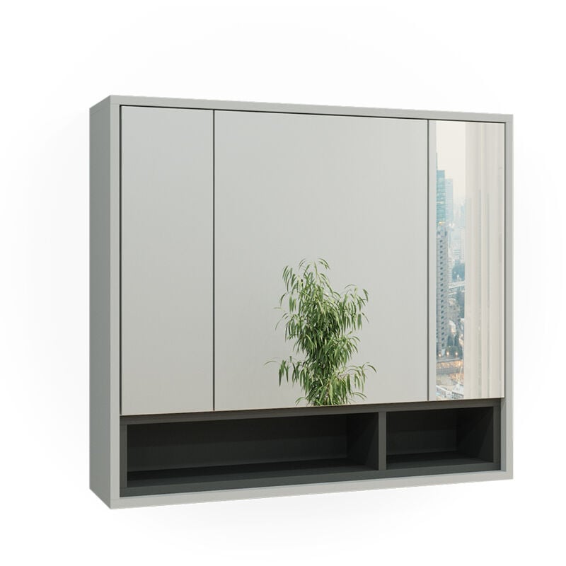 foto del prodotto vicco specchio contenitore bagno beatrice, grigio antracite, 80 x 72 cm