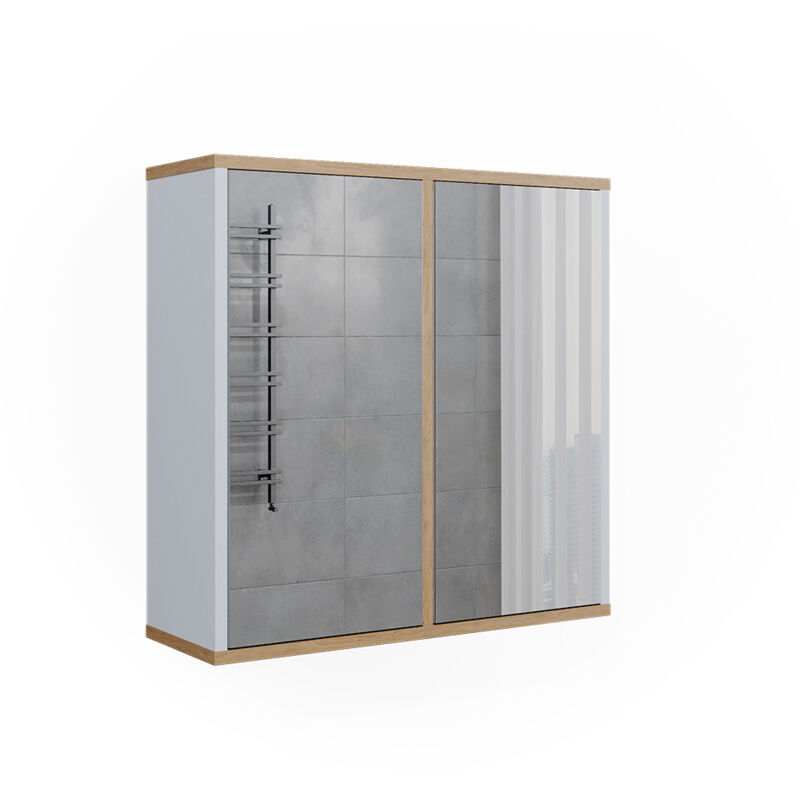 foto del prodotto vicco specchio contenitore bagno didi, bianco artisan, 60 x 60 cm con due porte a specchio