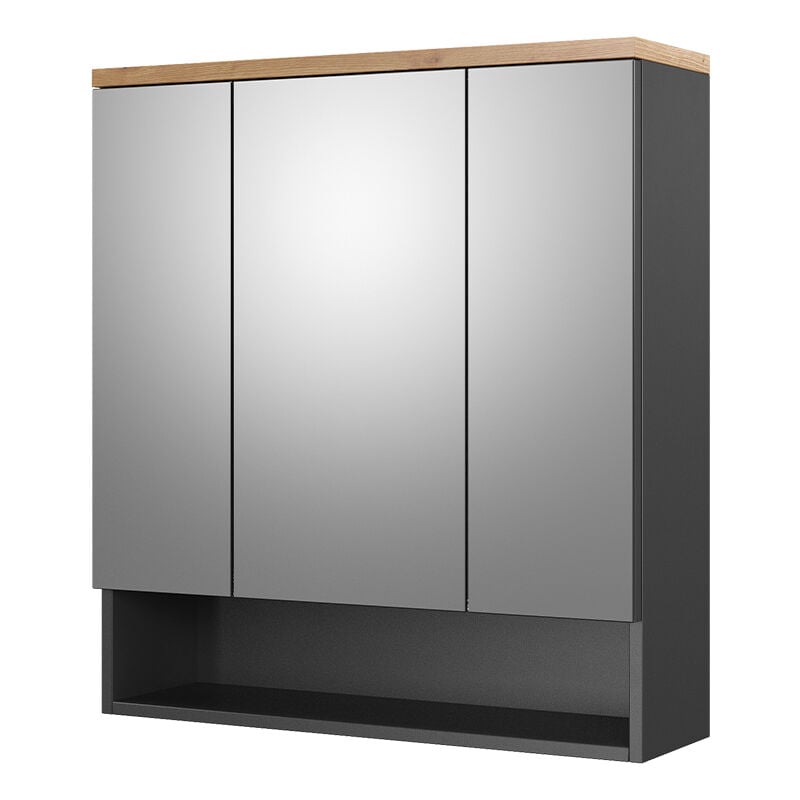 foto del prodotto vicco specchio contenitore bagno eden, antracite, 70 x 77.5 cm