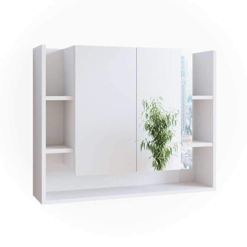 foto del prodotto vicco specchio contenitore bagno elira, bianco, 80.2 x 64 cm