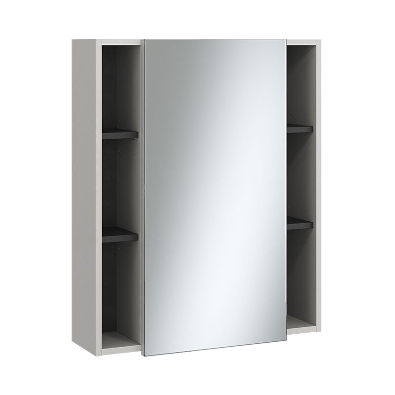 foto del prodotto vicco specchio contenitore bagno gerta, grigio, 65 x 80 cm con anta e vani a giorno