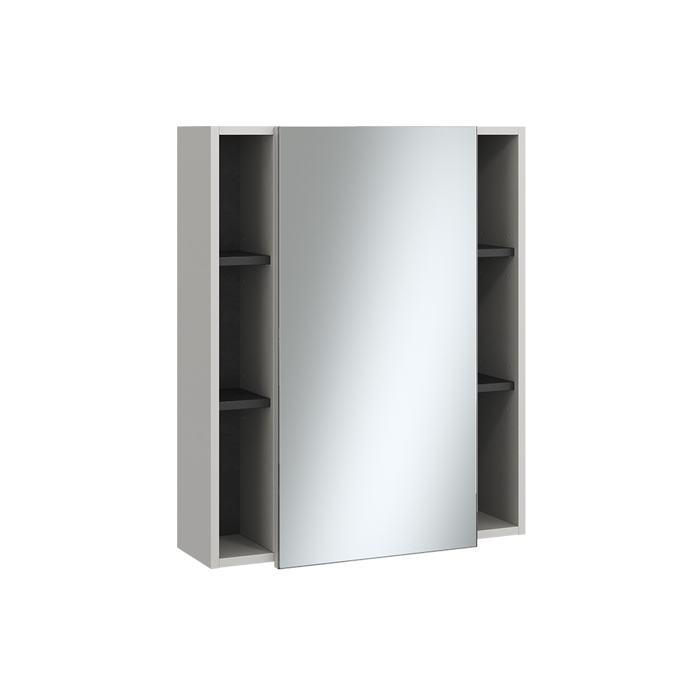 foto del prodotto vicco specchio contenitore bagno grigio 65 x 80 cm con anta e vani a giorno