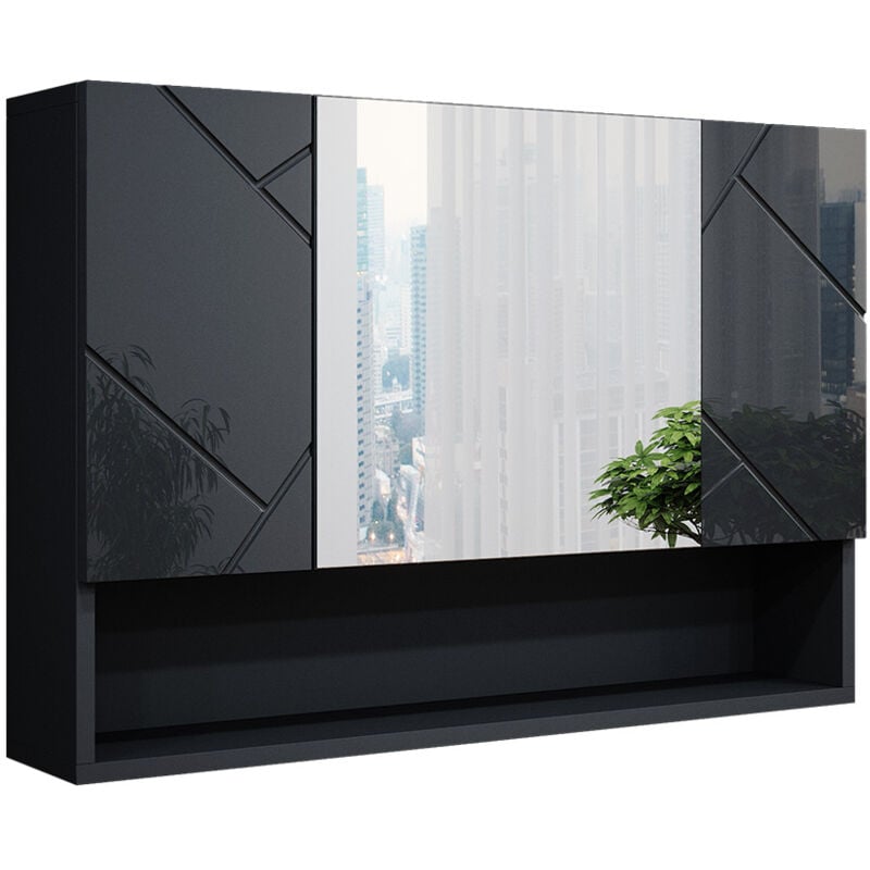 foto del prodotto vicco specchio contenitore bagno irma, antracite lucido, 80.1 x 55 cm