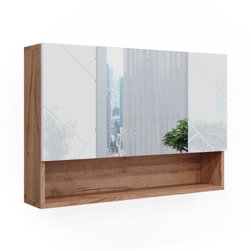 foto del prodotto vicco specchio contenitore bagno irma, rovere, 80.1 x 55 cm
