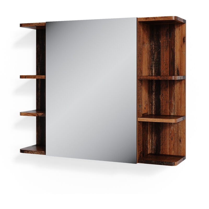foto del prodotto vicco specchio contenitore bagno legno antico 79.6 x 64 cm