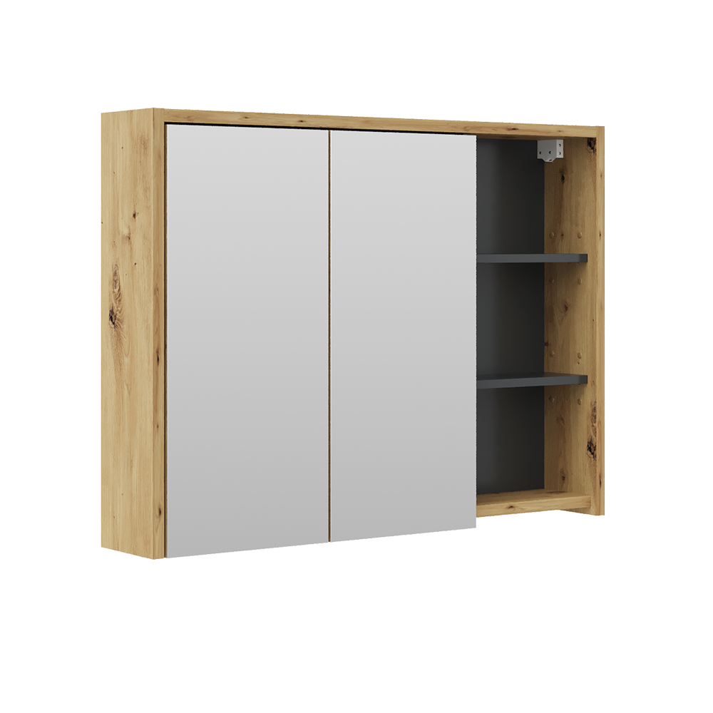 foto del prodotto vicco specchio contenitore bagno rovere antracite 100 x 75 cm