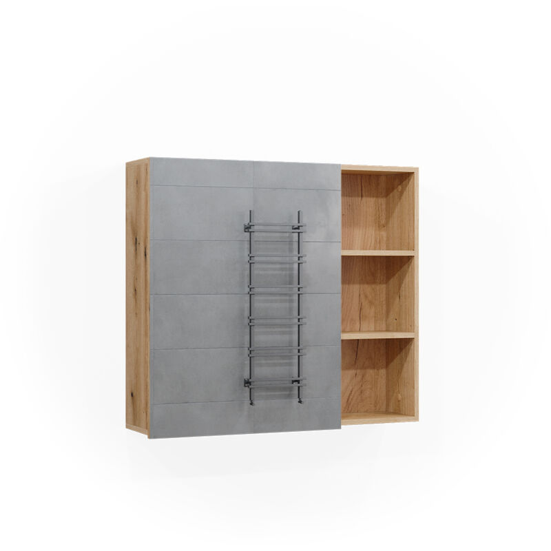 foto del prodotto vicco specchio contenitore bagno rudi, rovere, 90 x 80.9 cm con anta e vani a giorno