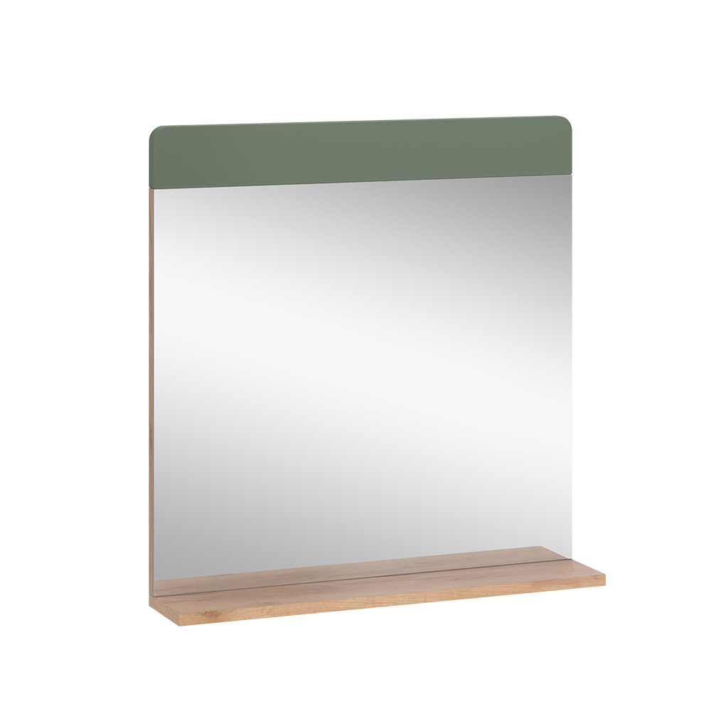 foto del prodotto vicco specchio da bagno quercia verde oro 60 x 62 cm con ripiano