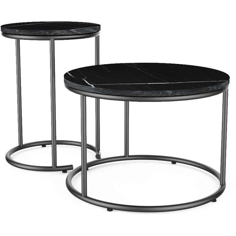 foto del prodotto vicco tavolino da divano ottawa, marmo nero, 55 x 34.5 cm 2 parti