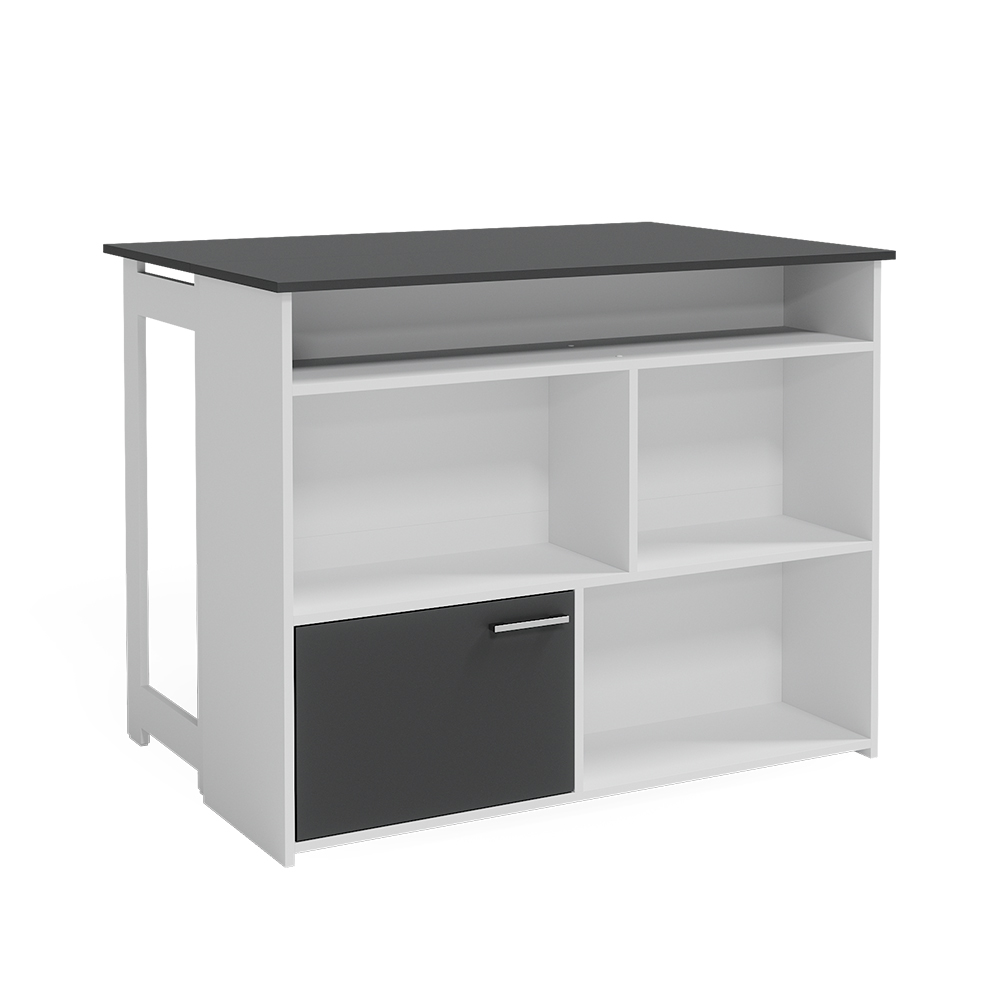 foto del prodotto vicco tavolo bar alto antracite/bianco 116 x 37 cm 4x scomparti aperti e 1x porta