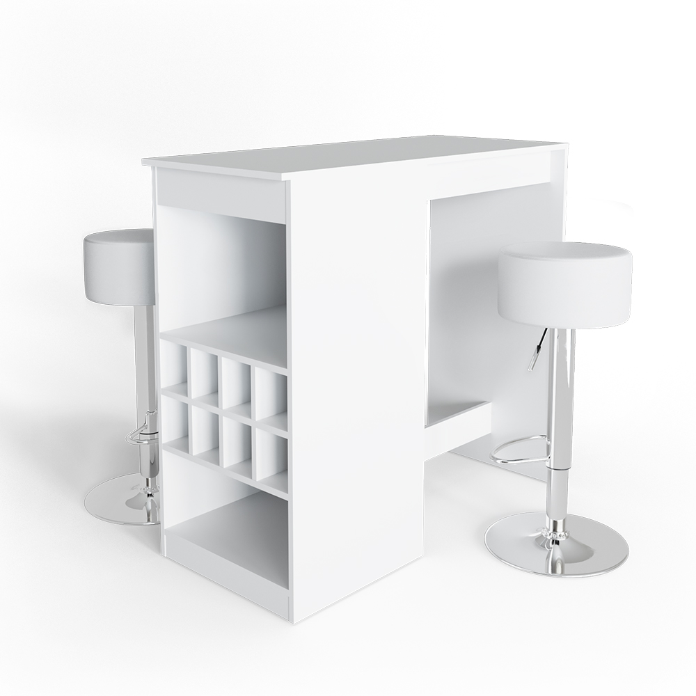 foto del prodotto vicco tavolo bar con sgabelli bianco 115 x 50 cm con 2 sgabelli da bar