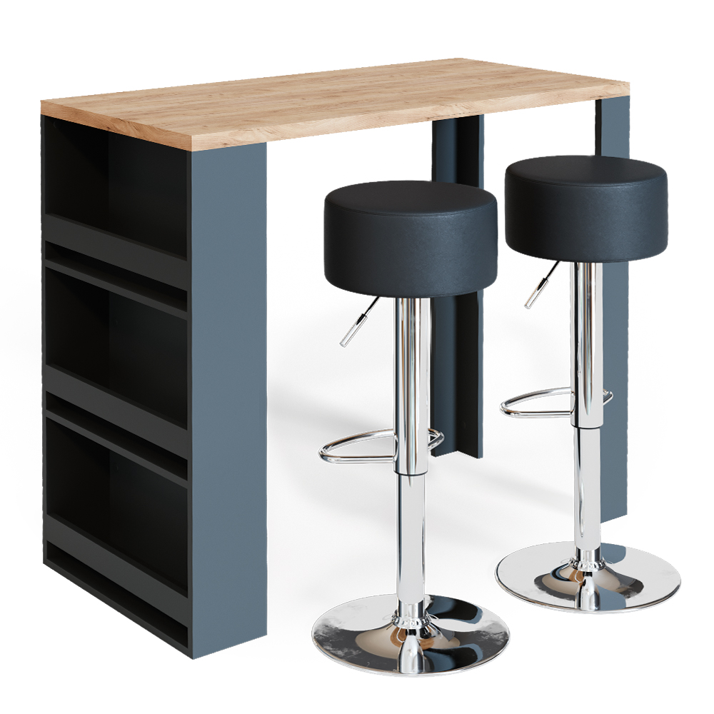foto del prodotto vicco tavolo bar con sgabelli rovere 57 x 117 cm con 2 sgabelli da bar