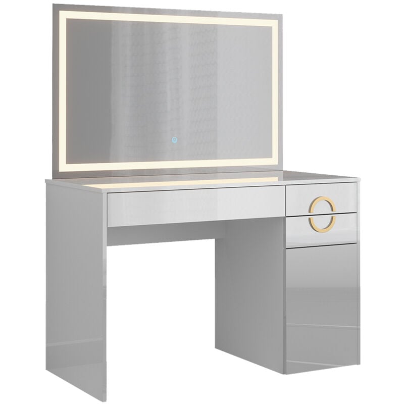 foto del prodotto vicco tavolo da toeletta adela, bianco, 115 cm con specchio a led