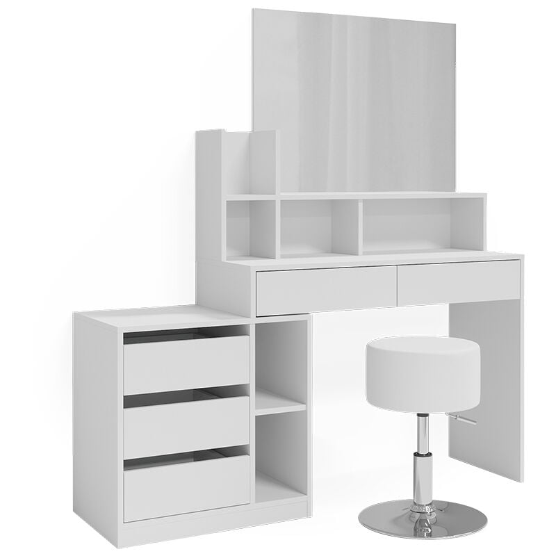 foto del prodotto vicco tavolo da toeletta anja, bianco, 139.8 cm con sgabello
