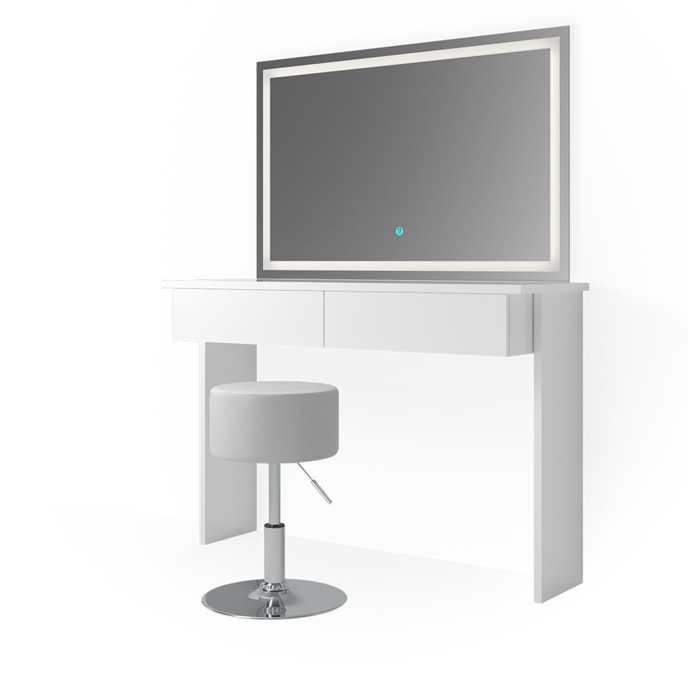 foto del prodotto vicco tavolo da toeletta bianco 120 cm con specchio e sgabello a led