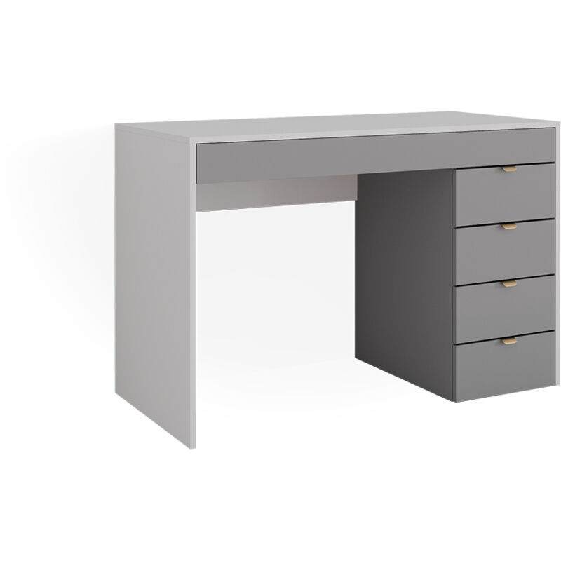 foto del prodotto vicco tavolo da toeletta elise, bianco grigio grigio, 115 cm con 5 cassetti
