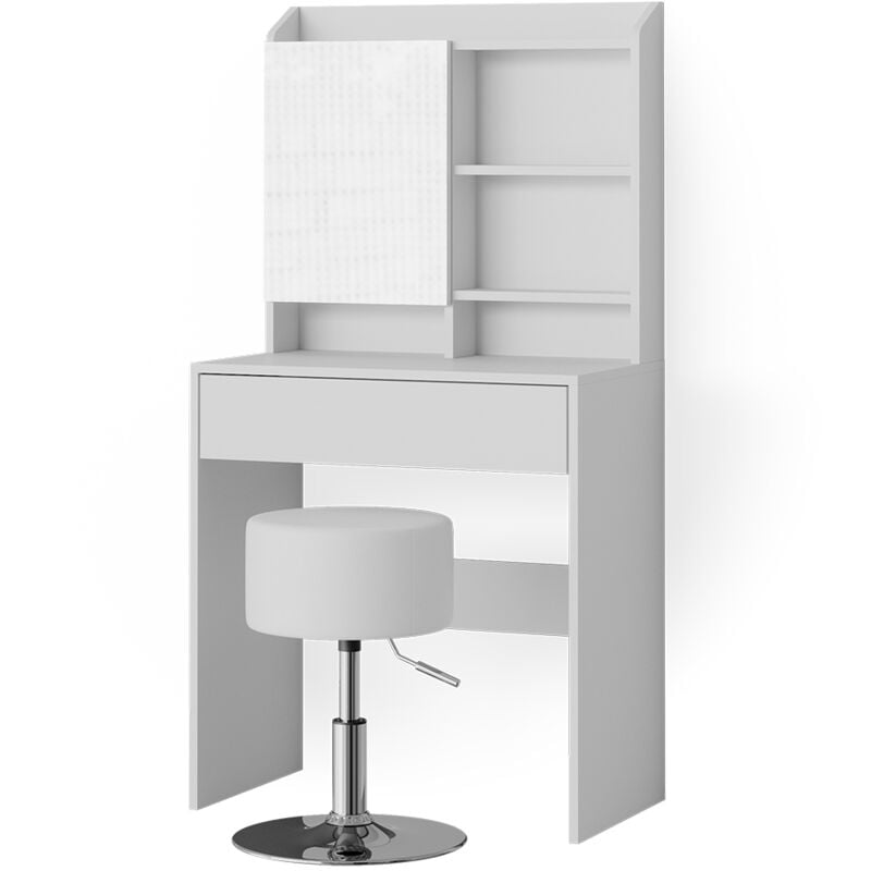 foto del prodotto vicco tavolo da toeletta laura, bianco, 70 cm con sgabello