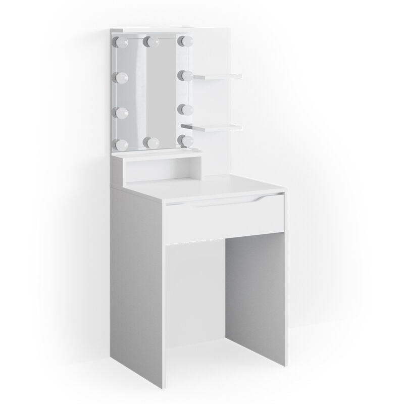 foto del prodotto vicco tavolo da toeletta ruben, bianco, 60 cm con illuminazione a led