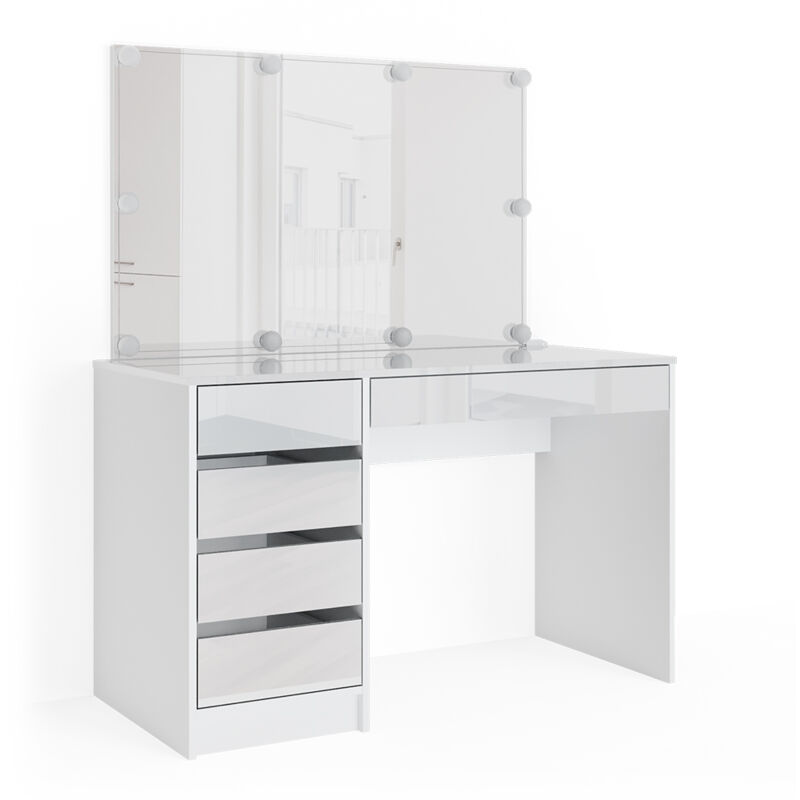foto del prodotto vicco tavolo da toeletta sherry, bianco, 120 cm con illuminazione a led