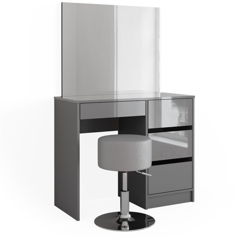 foto del prodotto vicco tavolo da toeletta sherry, grigio, 90 cm con sgabello