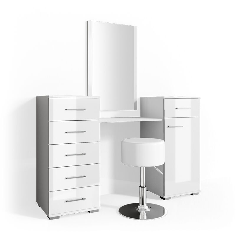 foto del prodotto vicco tavolo da toeletta zoe, bianco, 140 cm con sgabello