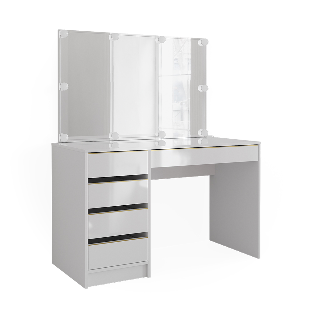 foto del prodotto vicco tavolo da toilette bianco oro 55 cm con illuminazione a led