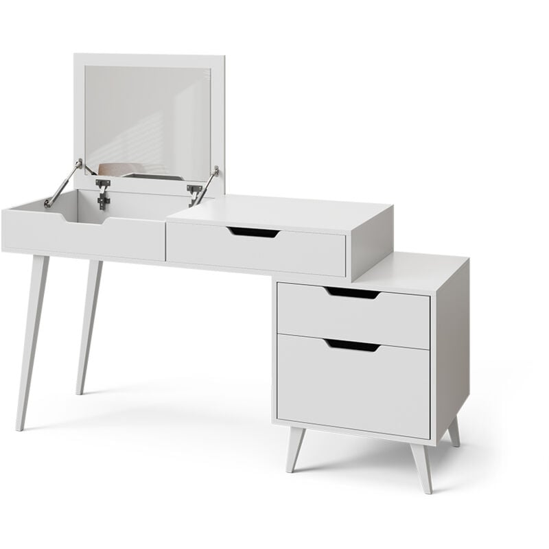 foto del prodotto vicco tavolo da toilette judy, bianco, 145 x 125.5 cm con specchio