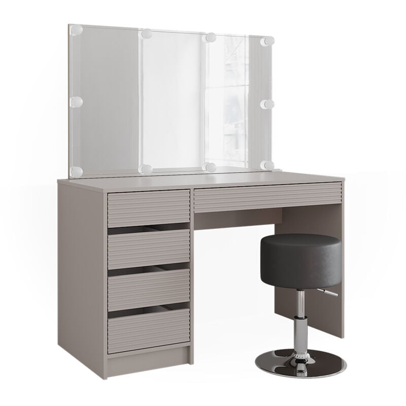 foto del prodotto vicco tavolo da toilette sherry, cachemire, 120 cm con specchio, sgabello e illuminazione a led