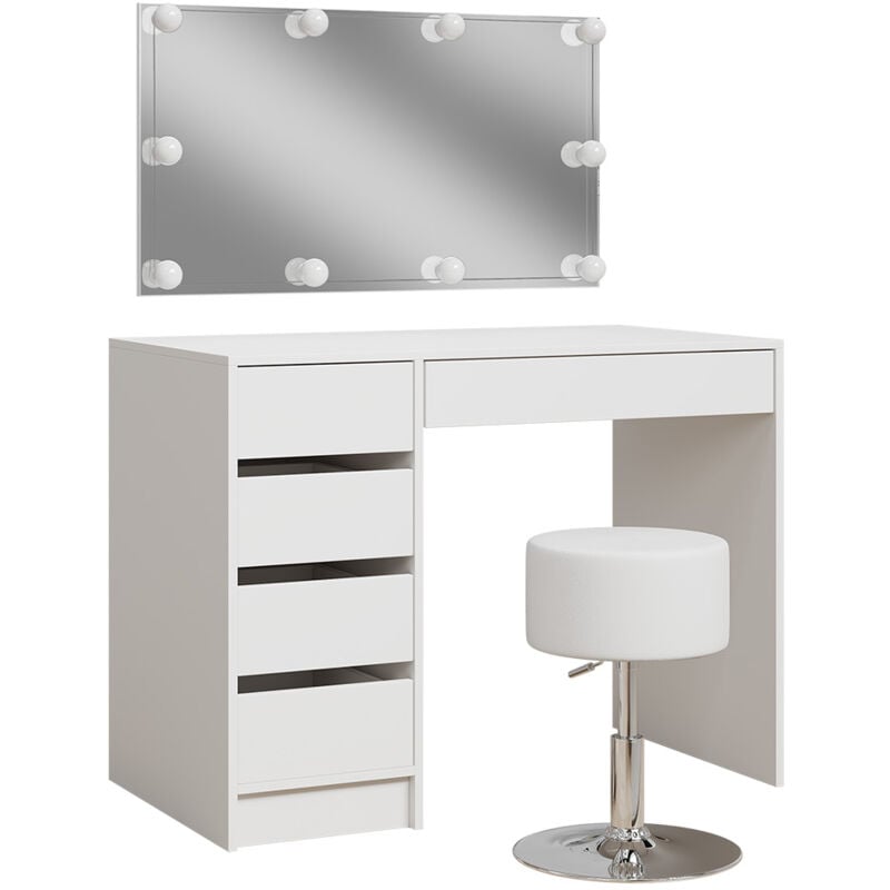 foto del prodotto vicco tavolo da toilette thalia, bianco, 100 cm con illuminazione a led e sgabello