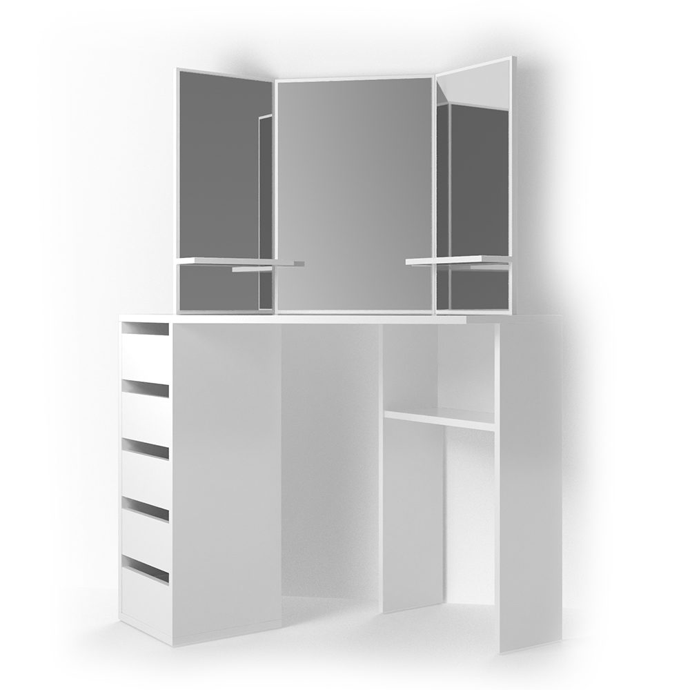 foto del prodotto vicco tavolo da trucco ad angolo bianco 110 cm