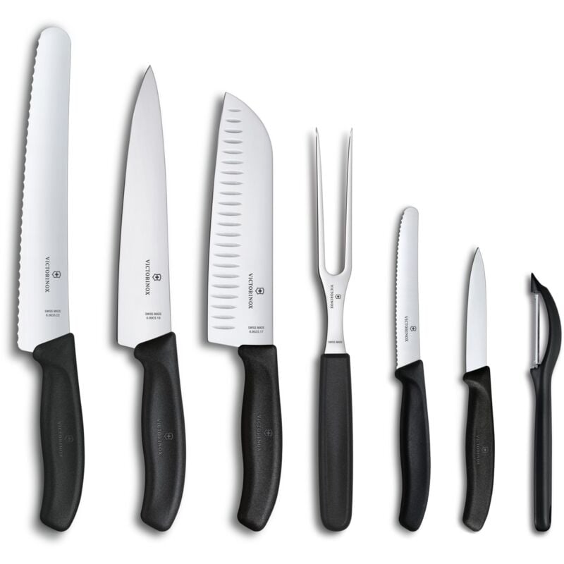 foto del prodotto victorinox set da cucina swiss classic da 7 pezzi, con coltelli da cucina, in confezione regalo, nero
