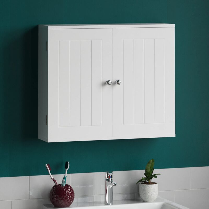 foto del prodotto vida designs mensola da bagno a doppia anta a parete, colore bianco
