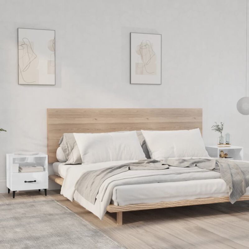 foto del prodotto vidaxl 2 comodini design moderno con scomparto cassetto e gambe in metallo vari colori colore bianco lucido