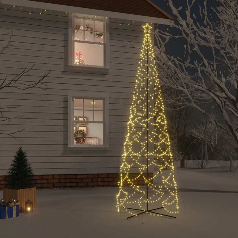 foto del prodotto vidaxl albero di natale a cono bianco caldo 1400 led 160x500 cm