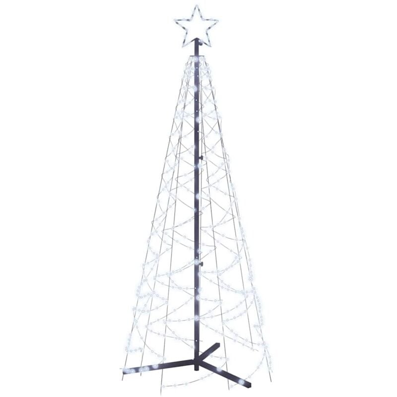 foto del prodotto vidaxl albero di natale a cono bianco freddo 200 led 70x180 cm