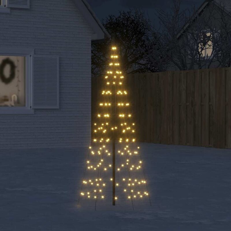 foto del prodotto vidaxl albero di natale a led su pennone 200 led bianco caldo 180 cm