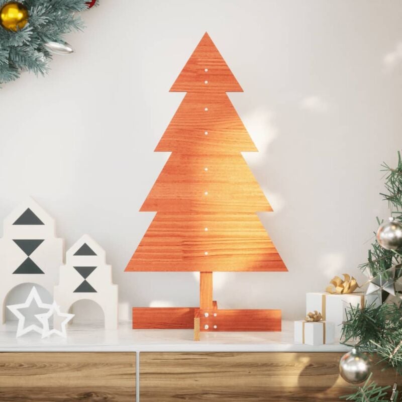 foto del prodotto vidaxl albero di natale marrone cera 80 cm in legno massello di pino