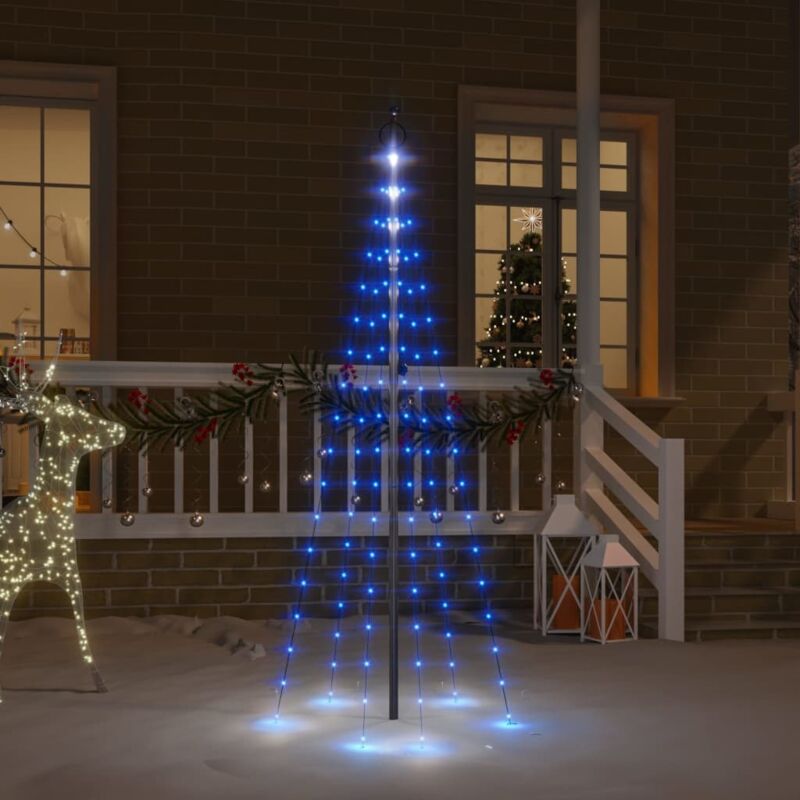 foto del prodotto vidaxl albero di natale pennone blu 108 led 180 cm